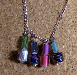 HANDMADE BLOWN GLASS NECKLACE ON 18" SILVER PLATE CHAIN J88CR v61 cl88cr - Picture 1 of 8