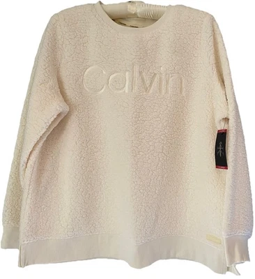CALVIN KLEIN XL Fleece Comforting Soft Cozy Sweatshirt Cream Winter White Shirt - Image 1 of 4