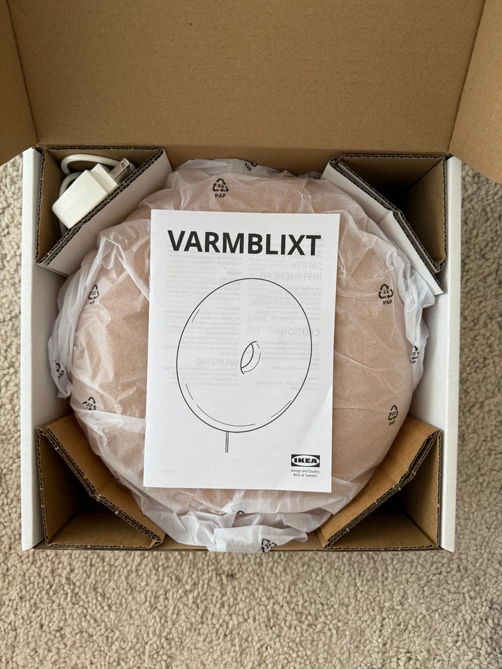 IKEA VARMBLIXT LED Table/Wall Donut Lamp Orange Glass/Round 12" 905.251.50 -