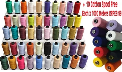 50 Large SEWING 100% PURE COTTON THREAD 50 Dif Colours, Premium Quality+10 FREE - Image 1 of 2
