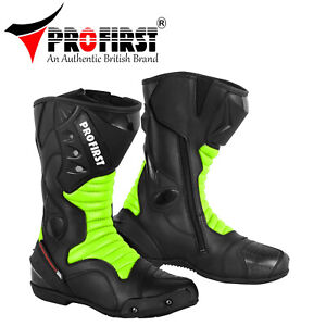 Motorcycle Racing Boots Motorbike Leather Waterproof Shoes CE Armoured Boot UK