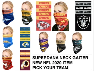 NFL Bandana Superdana Cuello Escala Máscara Facial Máscara Facial Bufanda Elige tu Equipo - Imagen 1 de 31