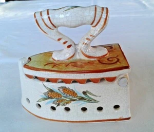 Vintage handbemalte Keramik verrückte glasierte Eisenform Schmuckschatulle. SELTENER FUND! - Bild 1 von 12