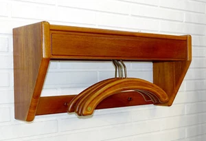 DYRLUND Vintage DANISH MODERN MCM Wall Mounted TEAK Coat Rack VALET SHELF - Picture 1 of 13
