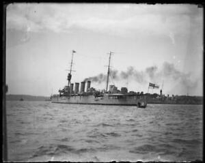 H.M.A.S. Melbourne heading out to sea from Sydney Harbour, Sydney,- Old Photo