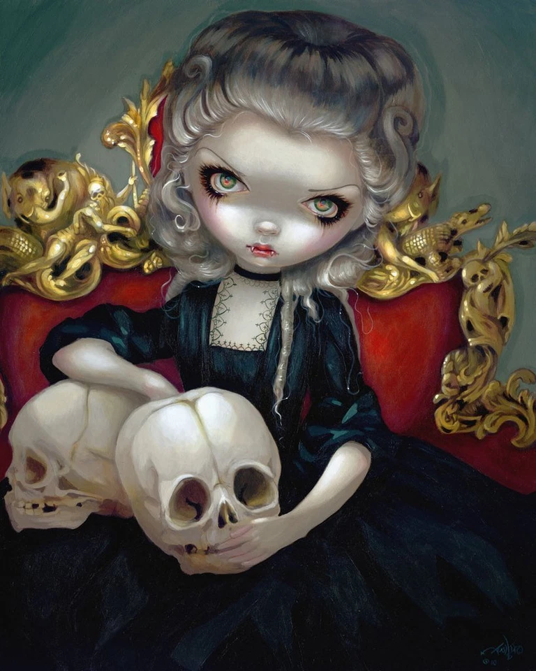 Póster de calavera gótica con impresión artística de Les Vampires Les Cranes de Jasmine Becket-Griffith Foto 1 de 1