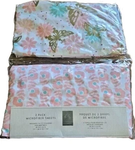 Sheets for Baby Girls The Peanut shell Butterflies & Flowers 2 Pack Sealed New - Picture 1 of 7