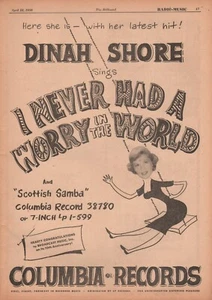 1950 Vintage Dinah Shore Columbia Records 45 U/min Promo Print Ad - Bild 1 von 1