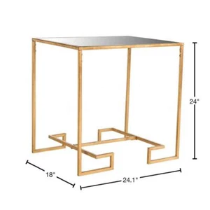 SAFAVIEH Side Table 24" H X 24.1" W, Square Glass Top Material Metal Frame Gold - Picture 1 of 7