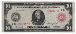 EE. UU. - Serie de billetes de 10,00 dólares de la Reserva Federal de 1914 - Sello rojo escaso - Imagen 1 de 2