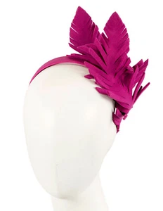 Fuchsia felt leafs autumn & winter racing fascinator Max Alexander RRP $139 - Picture 1 of 5