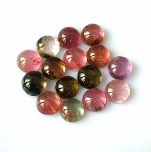 6X6 mm Round Natural Tourmaline Multi Color Cabochon Whoesale Gemstone 15 Pieces - Picture 1 of 4