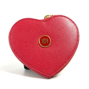 LOEWE Anagram logo heart Wallet Coin Compartment coin purse Leather Red - Bild 1 von 13