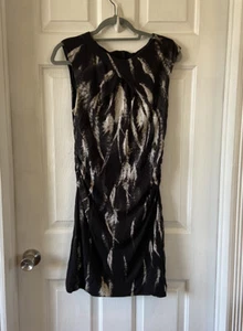 Karen Millen Feather Print Dress Black White Size 6 - Picture 1 of 7