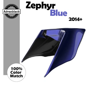For Harley Touring Street Road 14+ ZEPHYR BLUE Stretched Extended Side Covers - Picture 1 of 7