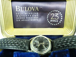 BULOVA 1958 BLACK SUNBURST DIAL 23 JEWEL 10BPAC AUTOMATIC 10KTGP WATCH RUNS.FAST - Picture 1 of 12