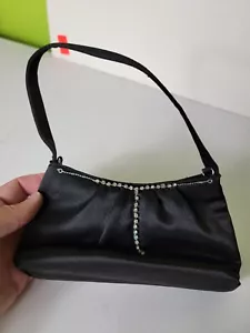 Vintage Black Mini Purse T Shaped Crystal Design - Picture 1 of 4