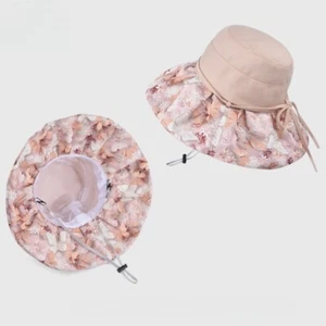 Lady Sun Hat Fishing Caps Wide Brim Summer Beach Butterfly Floral Casual Fashion - Picture 1 of 14