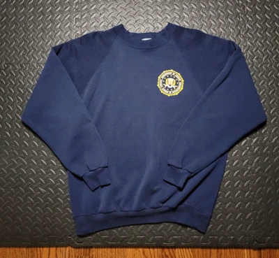 Vintage FBI Sweatshirt, Navy Blue, Crewneck, Men's XL, FBI Seal on Chest, Used - Image 1 of 4