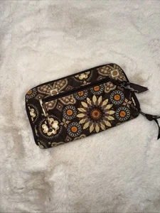 Vera Bradley brown floral wristlet wallet coin purse canyon - Picture 1 of 7
