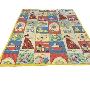 Vintage Primary Colors Handmade Baby Toddler Quilt Comforter Blanket 54x48” - Picture 1 of 16