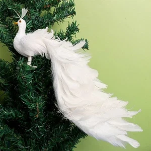 White Christmas Tree Decoration Light Weight Real Feather Pendant - Picture 1 of 7