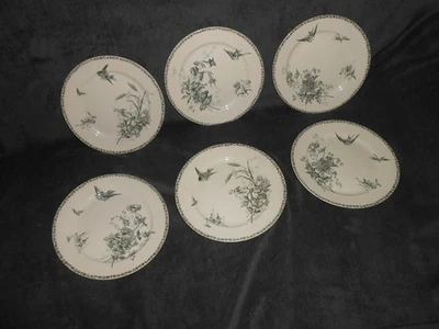 6  Assiettes plates de Choisy terre de fer VERT hirondelle+papillon TBE++ 23,5cm - Photo 1/4
