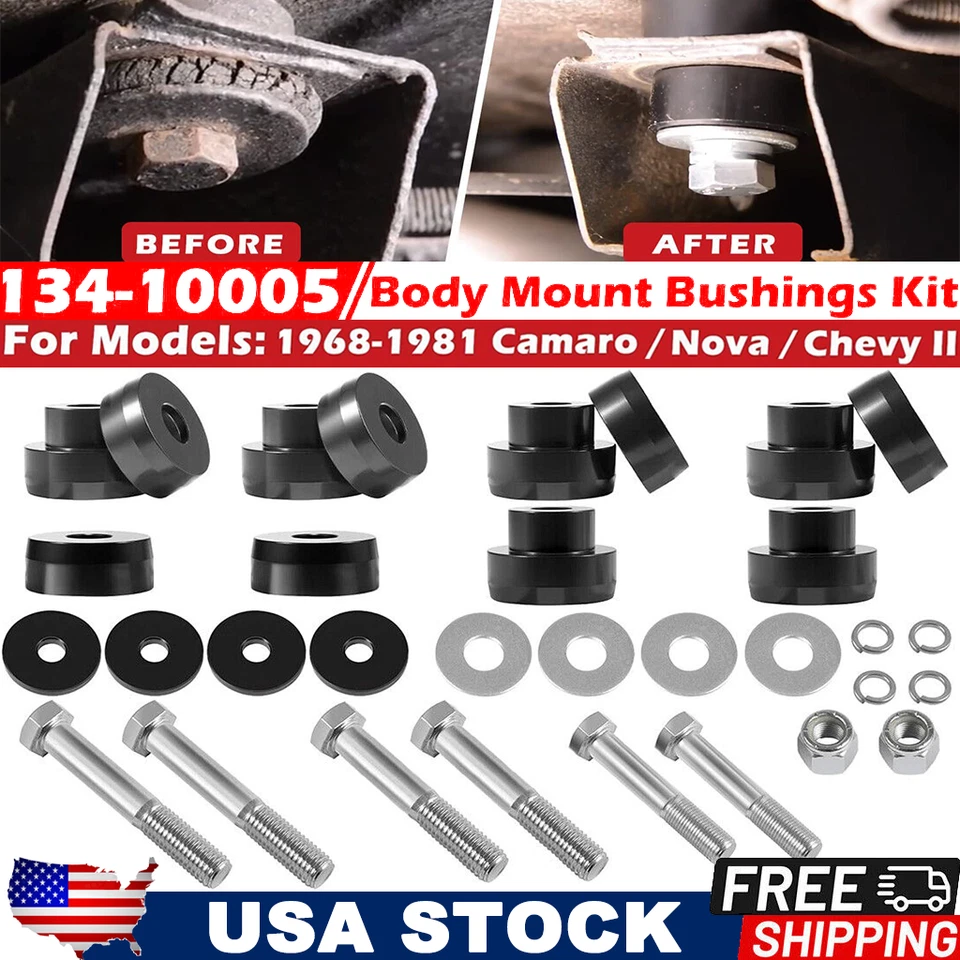 134-10005 Billet Body Mount Bushings for Camaro Nova Chevy II Buick Apollo 32Pcs - Image 1 of 4