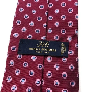Brooks Brothers Pure Silk Neck Tie Men’s Geometric All Over Print Red 57-in 3.5" - Picture 1 of 6