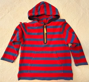 Boys Hanna Andersson Quarter zip Hooded Striped Sweatshirt, Size 120, size 6-7 - Picture 1 of 5