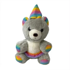 Union Toys Teddy Bear Birthday Stuffed Plush Animal Gray Vintage 1982 - Picture 1 of 10
