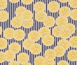 Lemon Slices On Navy Blue Stripes Table Runner, Decoration, 42” Long X 14” Wide - Picture 1 of 1