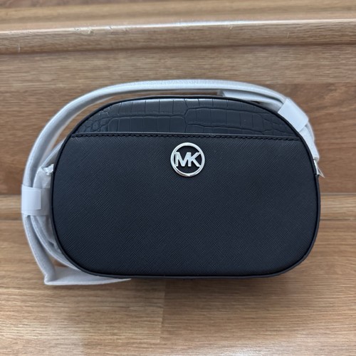 BORSA A TRACOLLA MICHAEL KORS JET SET GLAM PICCOLA TASCA TRACOLLA PELLE NERA ORO