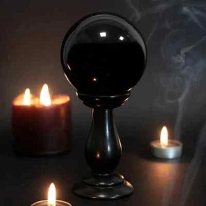 Black Crystal Ball With Stand | Tarot Divination, Spirituality, Psychism Scrying - Picture 1 of 2