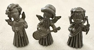 Juego de 3 estatuillas de músico de ángel de peltre vintage - Imagen 1 de 3