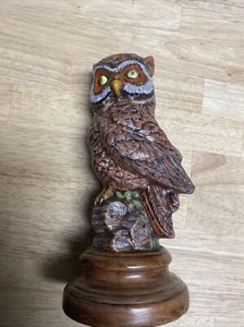 Ceramic Owl Figurine Unbranded Perched on Logs Satin Finish 8.5 Inch - Picture 1 of 9