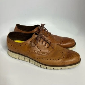 Cole Haan zero grand cognac leather wingtip shoes size 12 - Picture 1 of 7