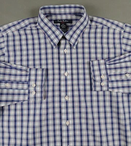Brooks Brothers Fleece Karo XL Hemd Bügelfrei Jungen Knopfleiste Blau - Bild 1 von 7