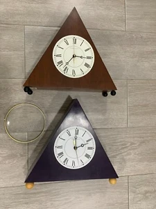 **PARTS/REPAIR**Pair of Ethan Allen American Impressions Triangle Mantle Clocks - Picture 1 of 6