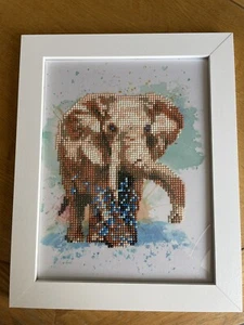 Framed Home Made Elephant Diamond Dot Picture 10x8 Inches - Picture 1 of 3