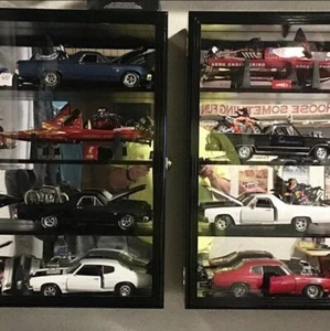 Car Display Case Black 4 Pcs Diecast 1/18 Mirrored 1:18 Collection Shelf Cabinet - Picture 1 of 7