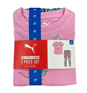 Puma Toddlers Girl's Pink Multi 2 Piece Top and Legging Set - Sizes 18M/2T/4T - Picture 1 of 3
