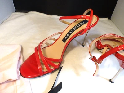 SERGIO ROSSI Womens Red  Round Toe Stiletto Slip On Slingback Sandal 37 1/2 - Image 1 of 4