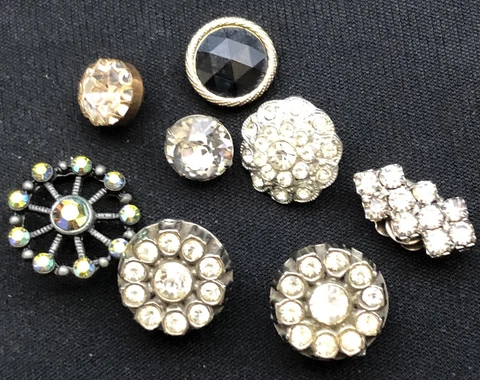 Lot Of 8 Antique Rhinestone Buttons Stunning Cover