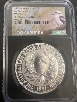 1991 $1 Australian Kookaburra – 2012 Restrike – NGC 70 - Image 1 of 2