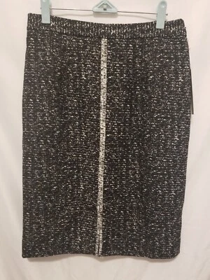 Falda Lápiz Rosa Emerson Talla 4 Negra Abstracta Jacquard Frontal Abertura Forrada Cremallera Lateral Foto 1 de 4