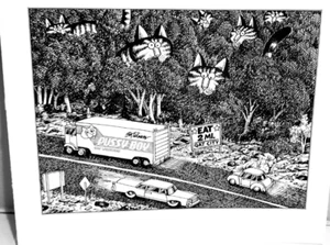Kliban Kitty Vintage Print Sept 1981 Qat City Cats in Trees ~ Cat Calendar Book - Picture 1 of 4