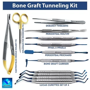 Dental Micro Gum Periodontal Surgery Tunneling Bone Grafting Instruments 12Piece - Picture 1 of 9
