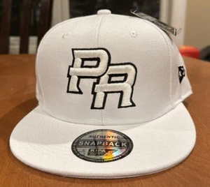 Puerto Rico PR Snap Back Hat White Cap Gorra White Black Letters Flag On Side - Picture 1 of 8