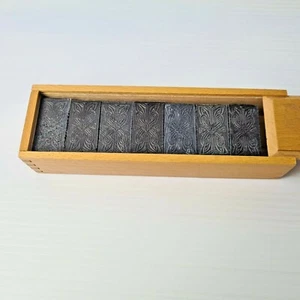Vintage Boxed Set of Wooden Dominoes 28 Handmade Black Tiles Made in Bulgaria - Picture 1 of 12